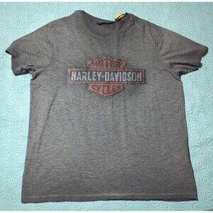 Harley Davidson Men's 2 XL NWT Gray T-Shirt Woven Emblem Slim Fit HD Motorcycles